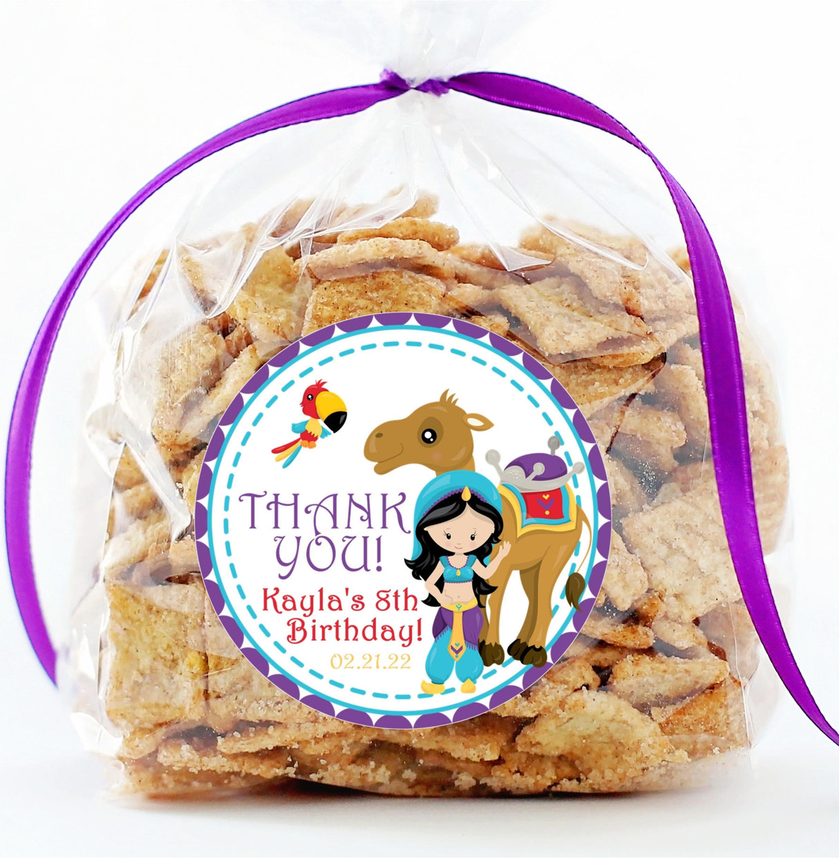 Personalized Arabian Nights party favor label for kids