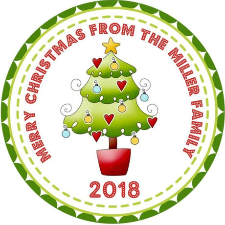 Personalized Christmas tree sticker with green tree