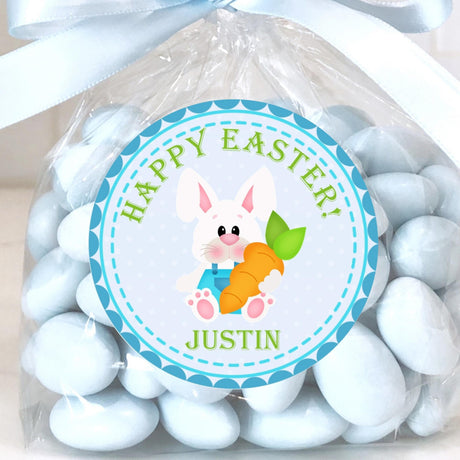 Personalized Easter bunny sticker holding carrot