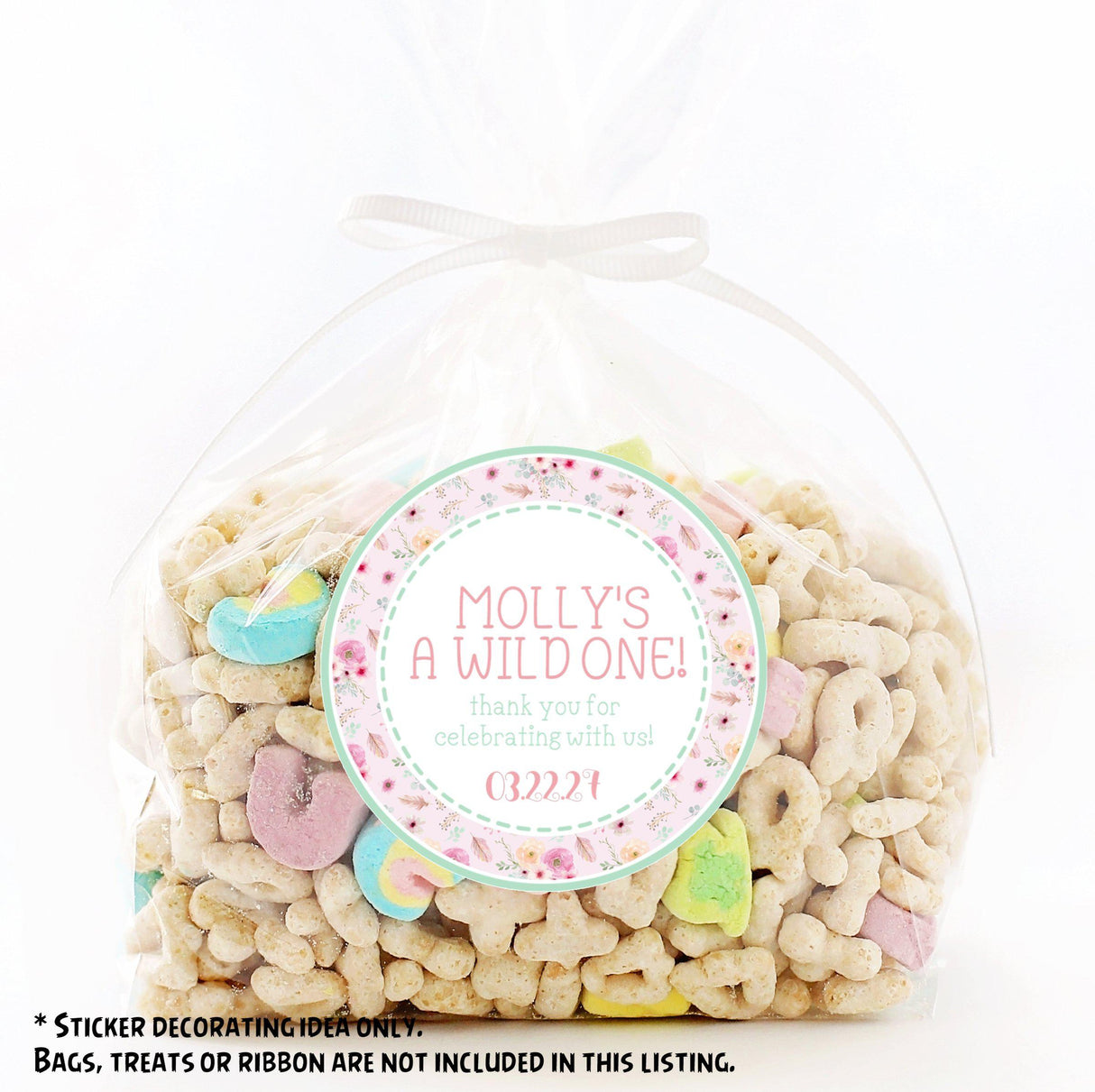 Personalized Wild One sticker with pastel border