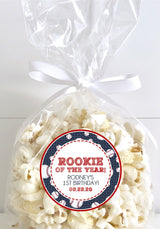 Personalized baseball birthday sticker with baseball border