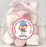 Personalized baseball sticker with girl holding a bat