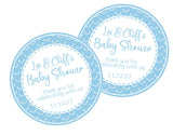 Personalized boy woodland baby shower favor stickers.