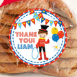 Personalized circus ringmaster sticker for treat bags