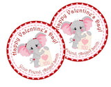 Personalized elephant Valentine favor label