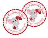 Personalized elephant with balloons Valentine favor label