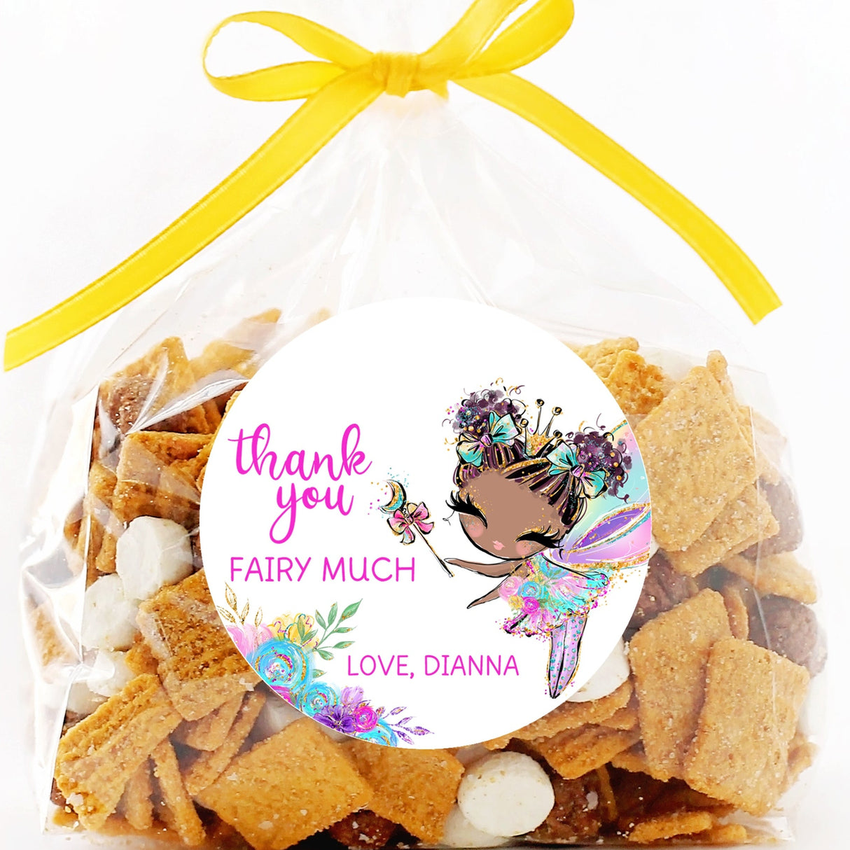 Personalized fairy party favor label with name customization