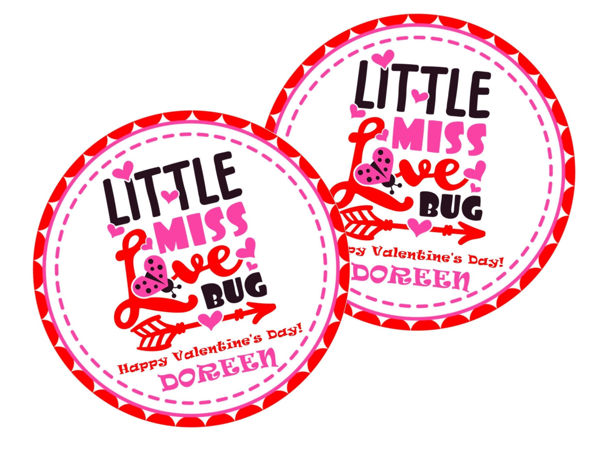 Personalized girl love bug Valentine label