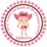 Personalized girls pink rodeo party favor sticker