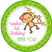 Personalized girls pink vine monkey party favor sticker