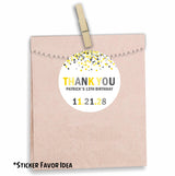 Personalized grey and yellow sprinkle confetti sticker