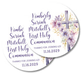 Personalized lavender communion favor label