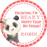 Personalized panda Valentine classroom exchange label