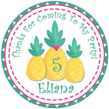 Personalized pineapple birthday sticker with custom name and age