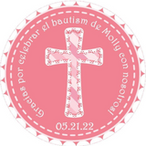Personalized pink Baptism favor label