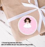 Personalized pink First Communion sticker for girls