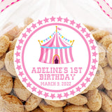 Personalized pink big top party sticker