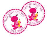 Personalized pink monster name labels
