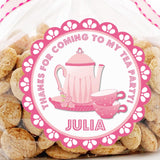 Personalized pink tea party favor label for girls