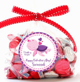 Personalized purple turtle Valentine sticker for kids