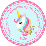 Personalized unicorn party favor sticker