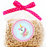 Personalized unicorn thank-you sticker for birthday favors