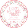 Personalized wild and three party favor sticker

