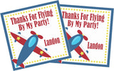 Pilot theme red and blue airplane party favor label