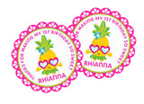 Pineapple sunglasses personalized party favor label