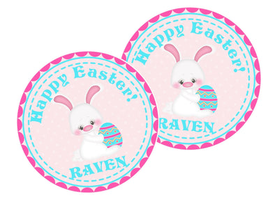 Pink And Blue Easter Bunny Stickers