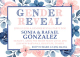 Pink And Blue Floral Gender Reveal Invitations