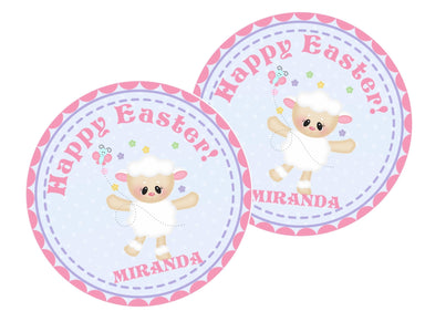 Pink And Blue Sheep Easter Stickers