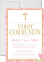 Pink And Gold First Communion Invitations