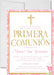 Pink And Gold Spanish First Communion Invitations