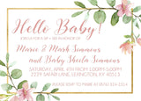 Pink And Green Floral Sip And See Invitations