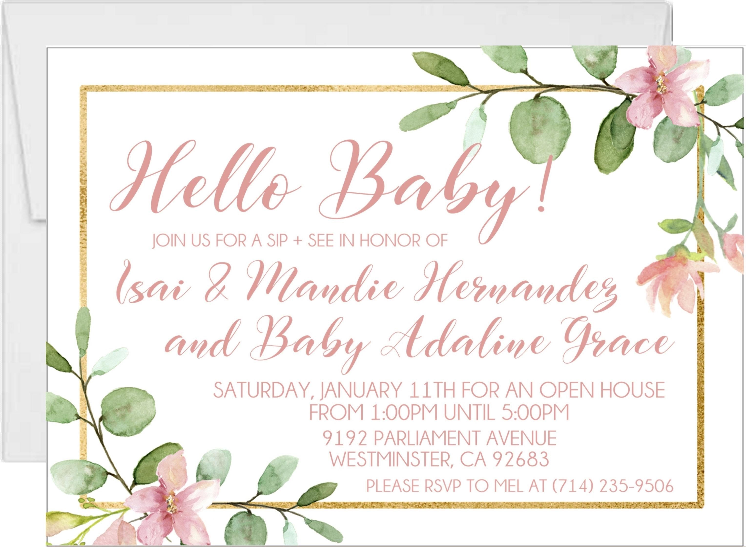 Pink And Green Floral Sip And See Invitations