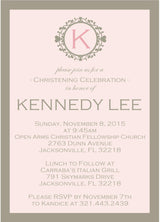 Pink And Grey Christening Invitations