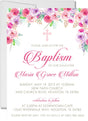 Pink And Purple Baptism Invitations