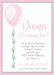 Pink Balloon Birthday Party Invitations