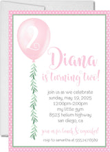 balloon birthday party invitations watercolor balloon number design