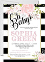 Pink Black & White Floral Baby Shower Invitations