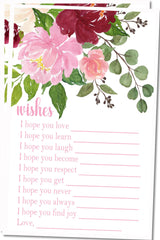 Pink & Burgundy Floral Baby Shower Wish Cards