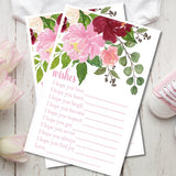 Pink & Burgundy Floral Baby Shower Wish Cards