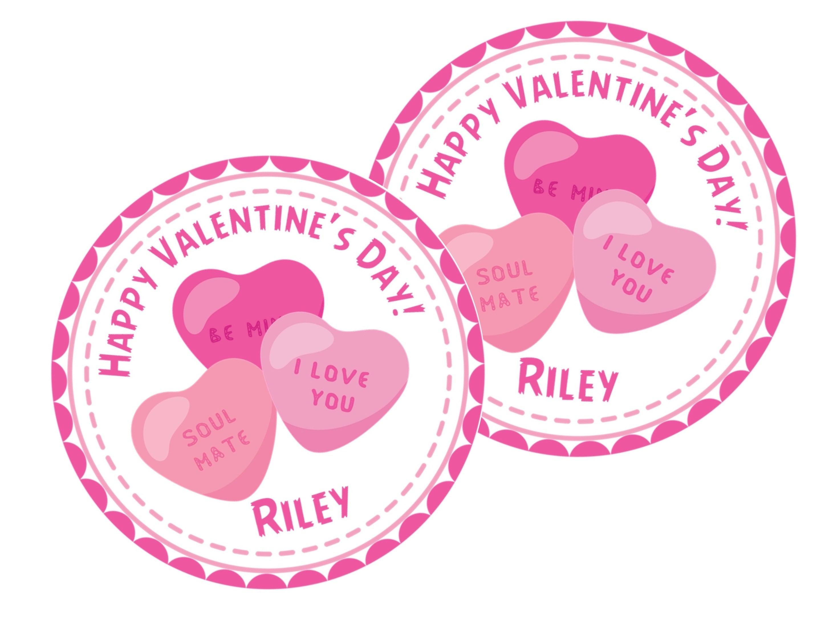 Pink Conversation Hearts Valentine's Day Stickers