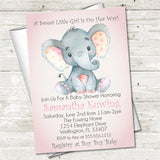Pink Elephant Baby Shower Invitations