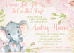 Pink Elephant Baby Shower Invitations