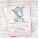 Pink Elephant Baby Shower Invitations