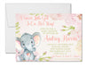 Pink Elephant Baby Shower Invitations