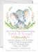 Pink Elephant Baby Shower Invitations