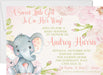 Pink Elephant Baby Shower Invitations